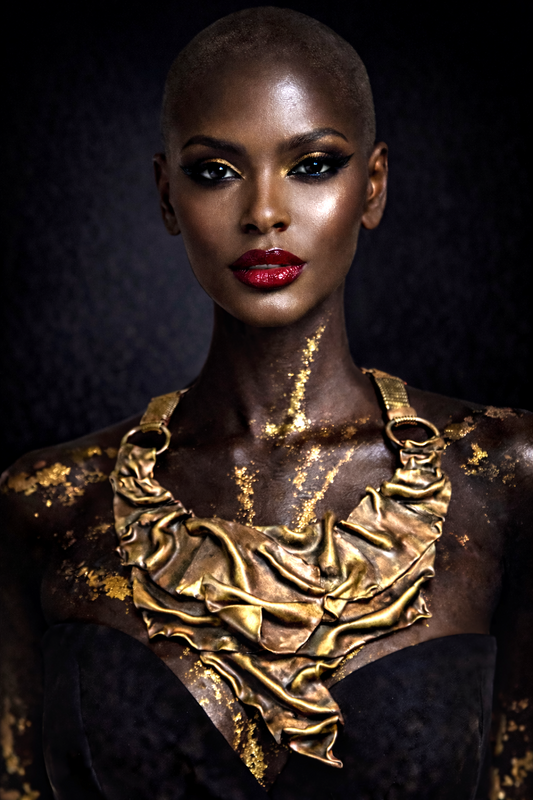 Faux Bronze Sculpted Unisex Breast Plate - Couture Statement Necklace
