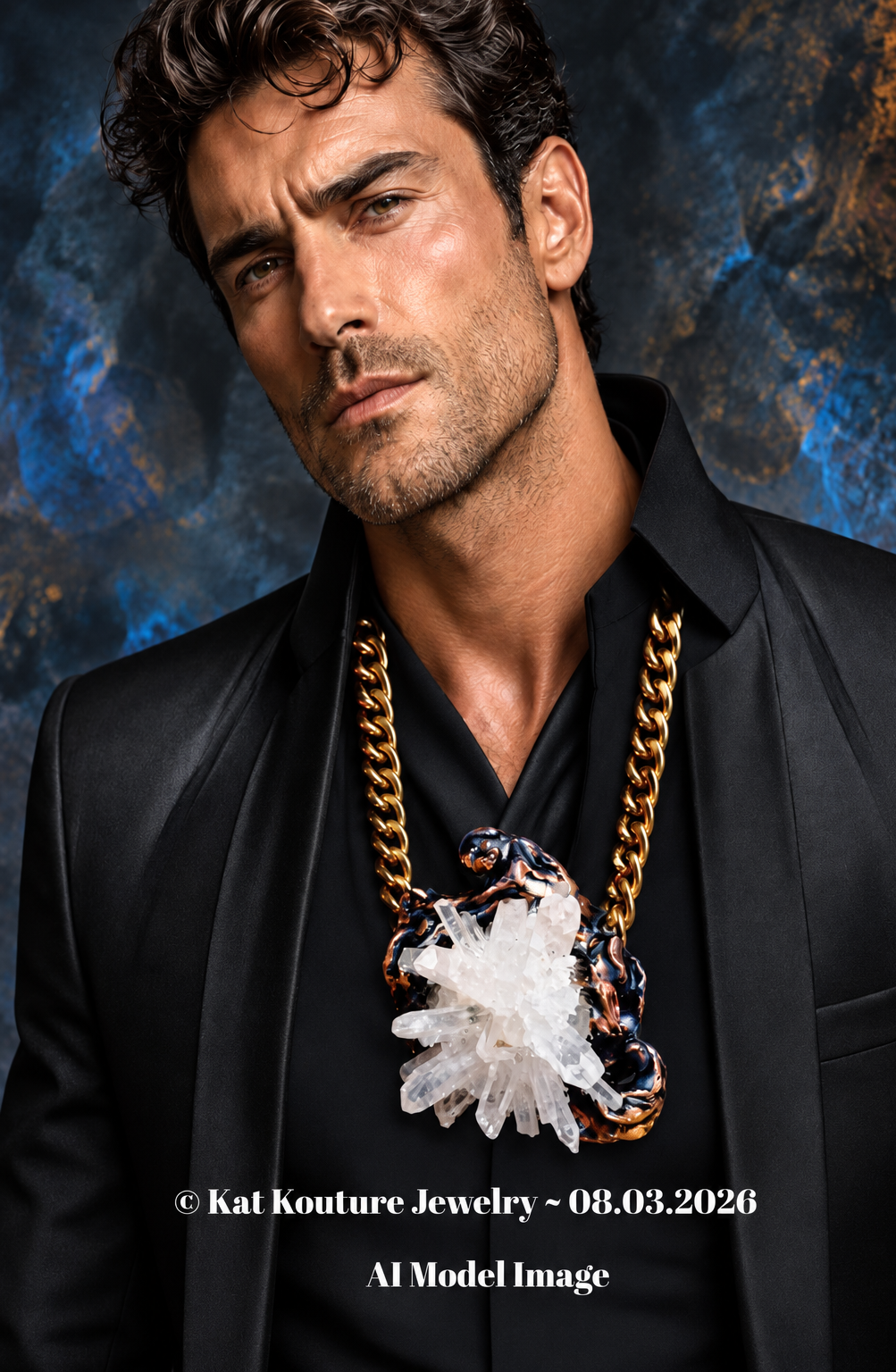 Sculpted Spiky White Quartz Unisex Chest Piece - Exotic Crystals
