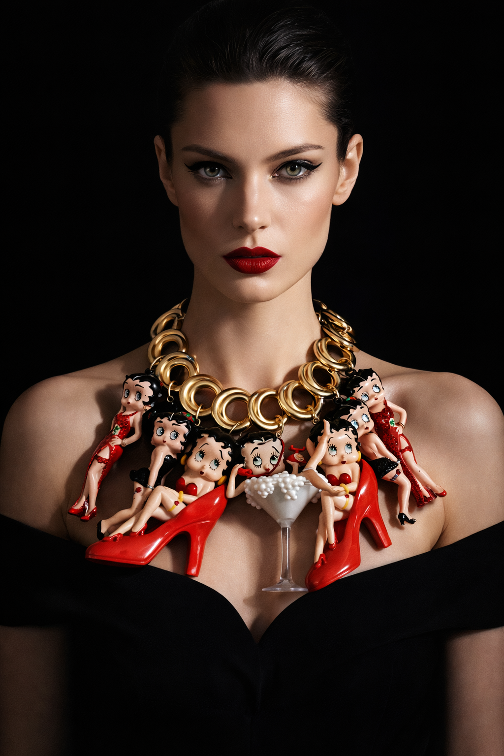 Betty Boop Figurine Statement Luxury Necklace - Whimsical Femme Fatale