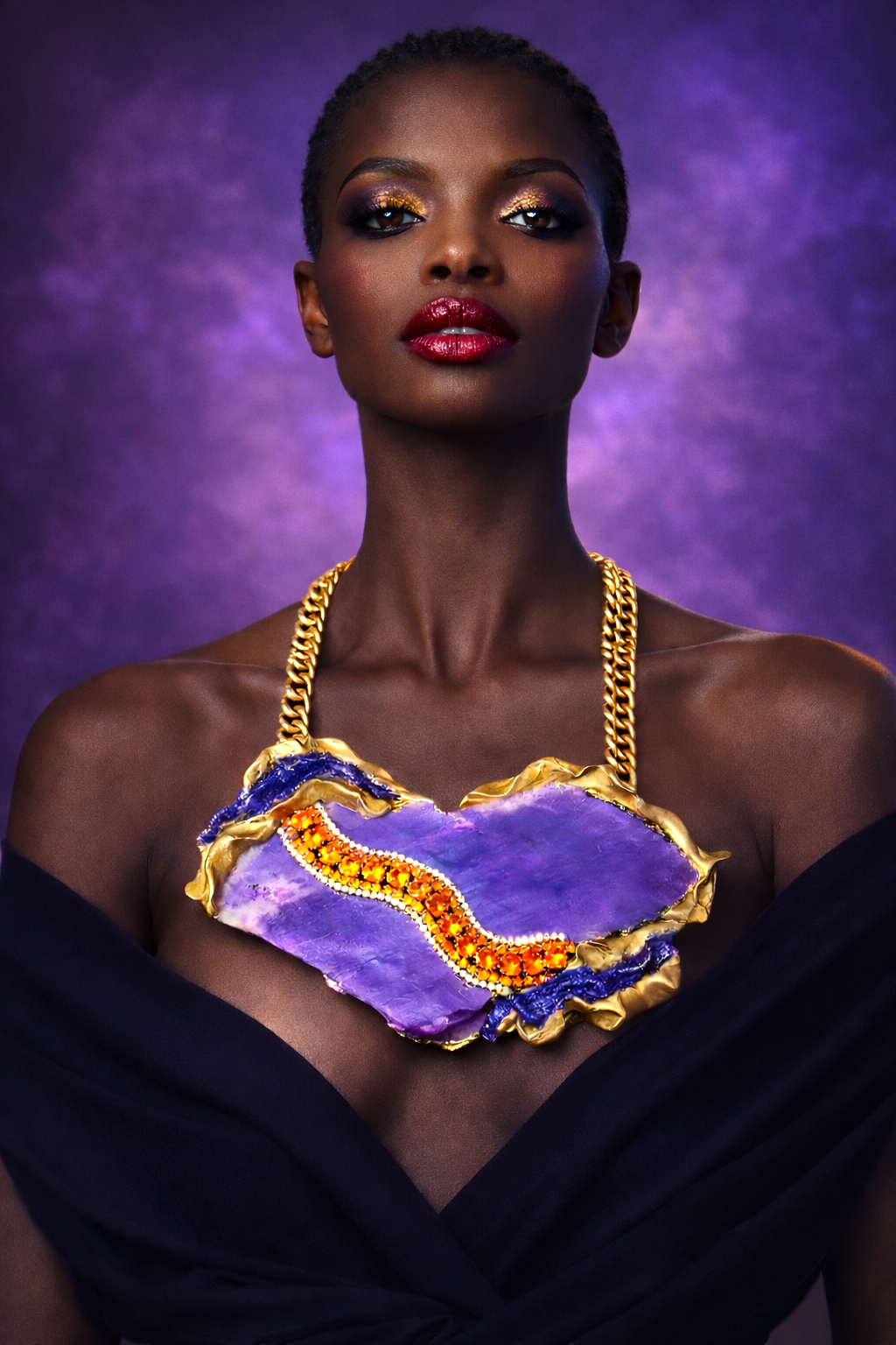 Purple Moonstone Slab Chest Piece - Sculpted OOAK Couture