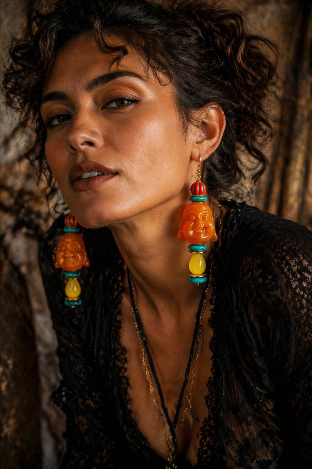 Funky Buddha Resin Tribal Pierced Statement Earrings - Bold Whimsy