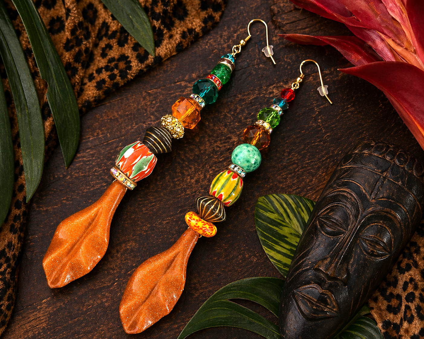 Autumn Leaf Colorful Beaded Shoulder Dusters - Fall Wardrobe
