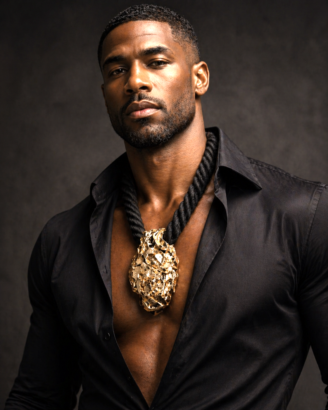 Rough Pyrite Sculpted Unisex Pendant With Black Rope - Badass Luxe