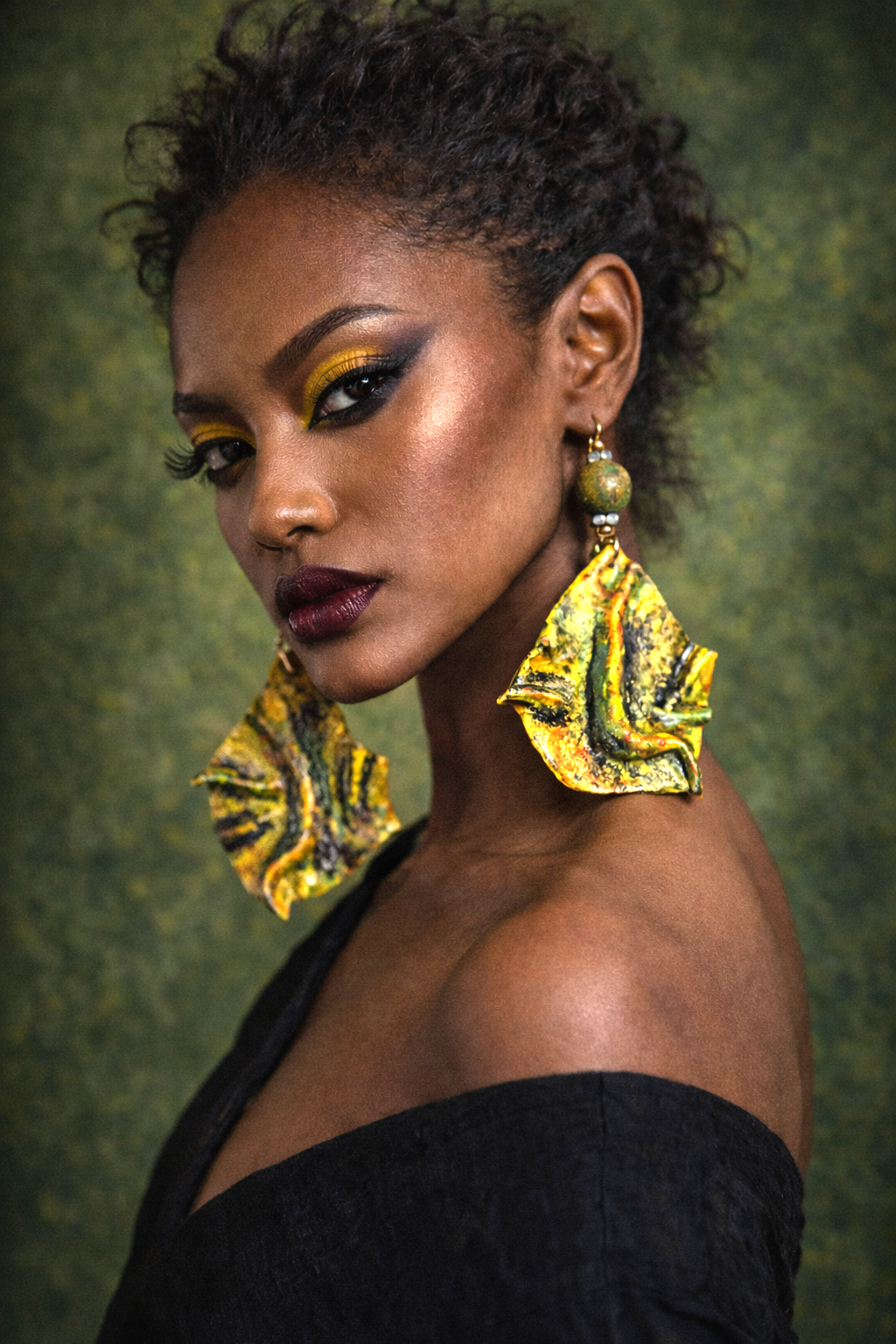 Exotic & Abstract Hand Sculpted Summer Earrings - Bold Yellow
