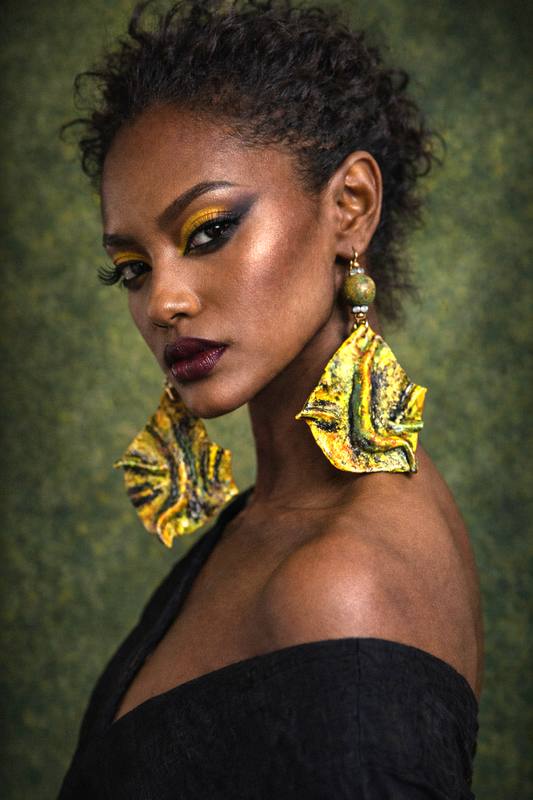 Exotic & Abstract Hand Sculpted Summer Earrings - Bold Yellow