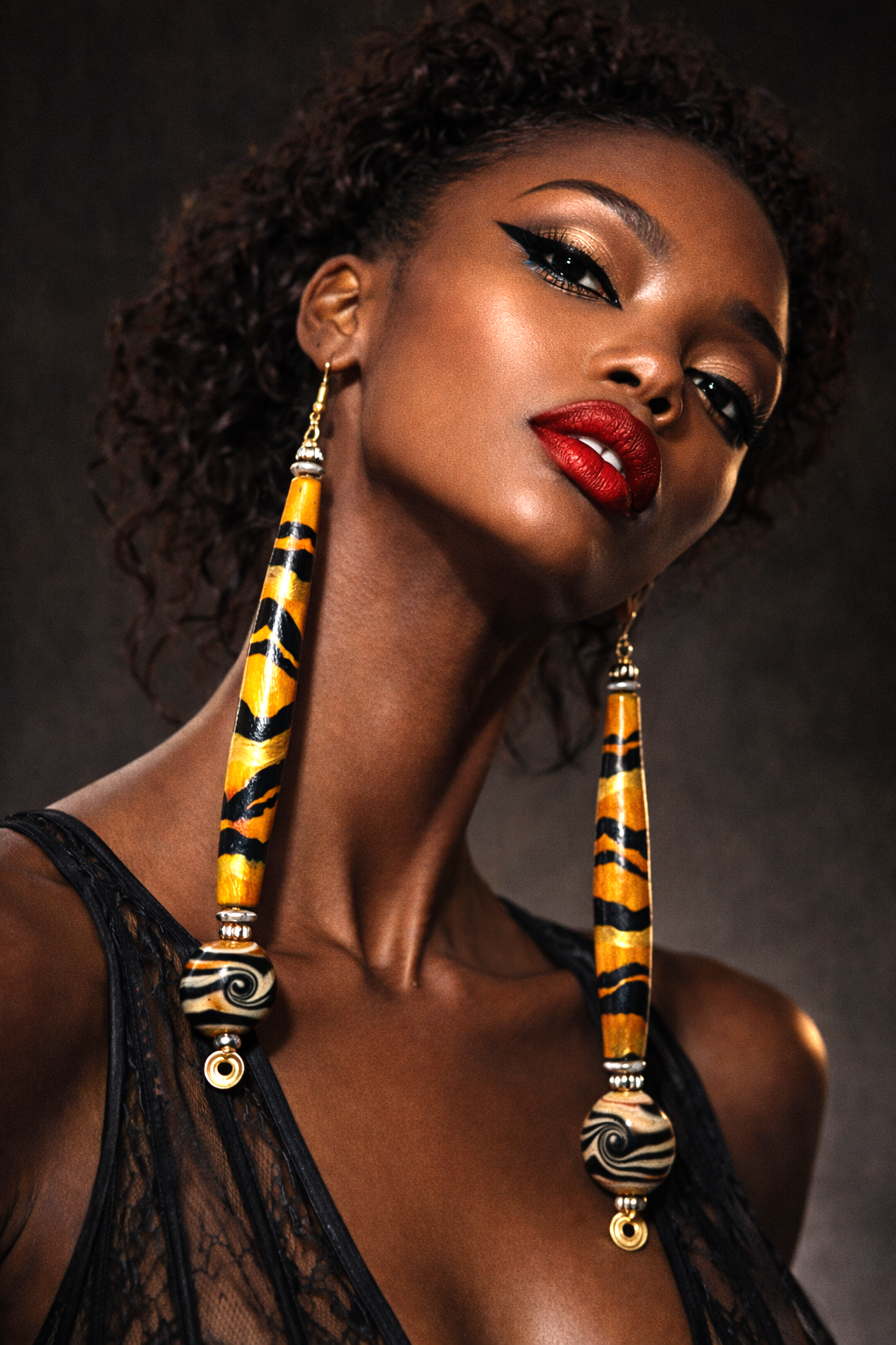 African Tribal Tiger Stripe Hair Pipe Shoulder Dusters ~ Exotic & Wild