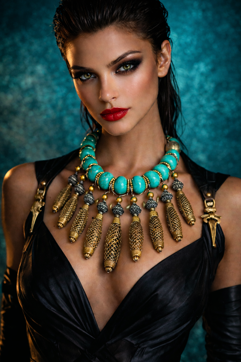 Tribal Magnesite Rondelle & Lost Wax Brass Dangle Statement - Bold