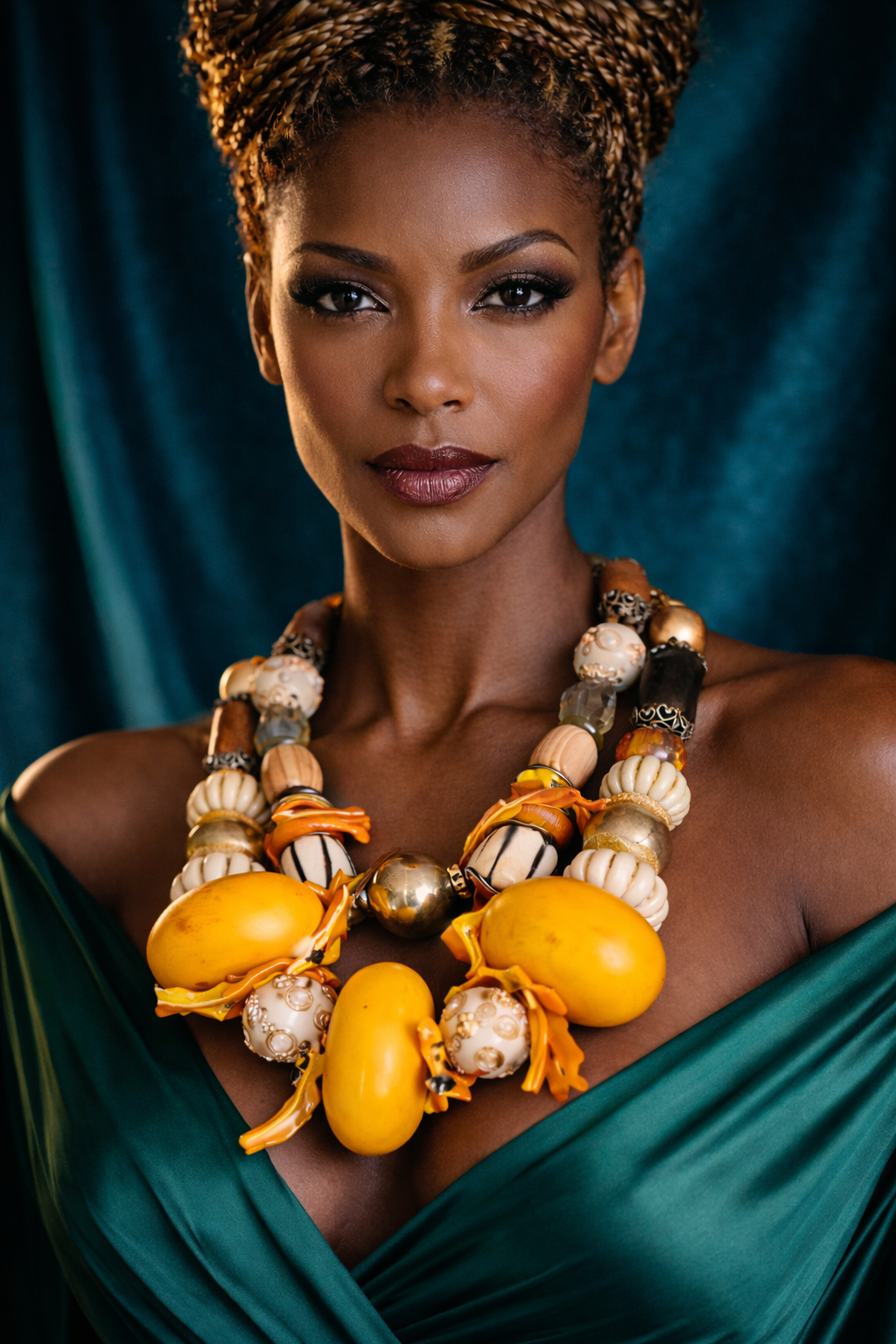 Yellow Moroccan Resin & Shell Statement Necklace – One of a Kind