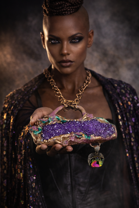 Rough Amethyst & Mystic Topaz Sculpted Statement Pendant