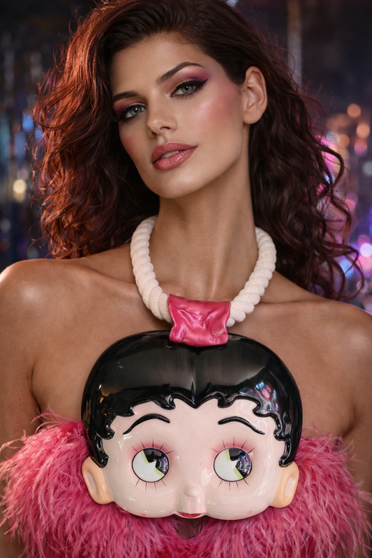 Betty Boop Ceramic Mask Chest Piece with Rope - Femme Fatale