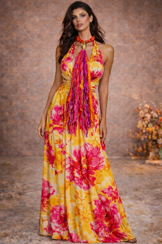 Distressed Sari Silk Ribbon Beaded Chest Piece - Textile and Wood