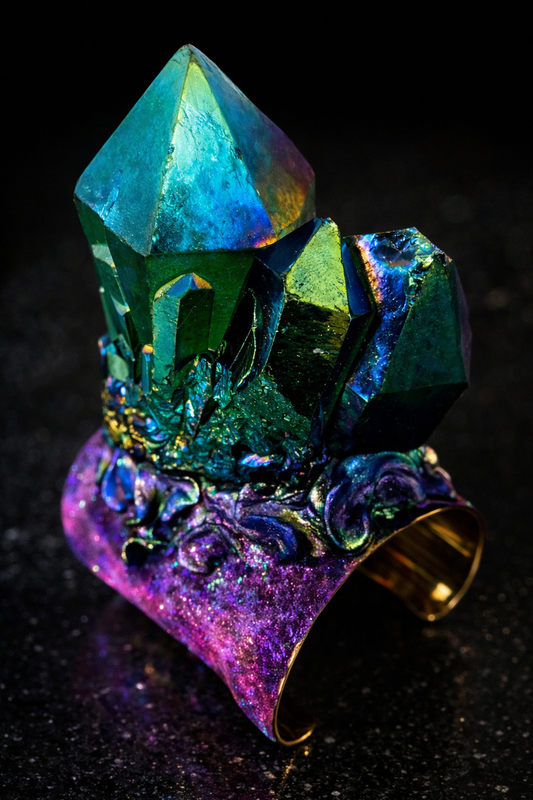 Emerald Green Aura Quartz Cuff - Red Carpet Statement