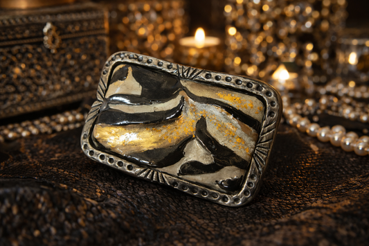 Zebra Print Sculpted Cane Oversized Adjustable Hand Ring - Exotic