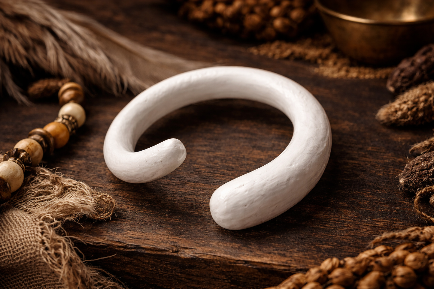 White Lacquer Snake Cuff for Women, Stackable Unisex Artisan Bangle