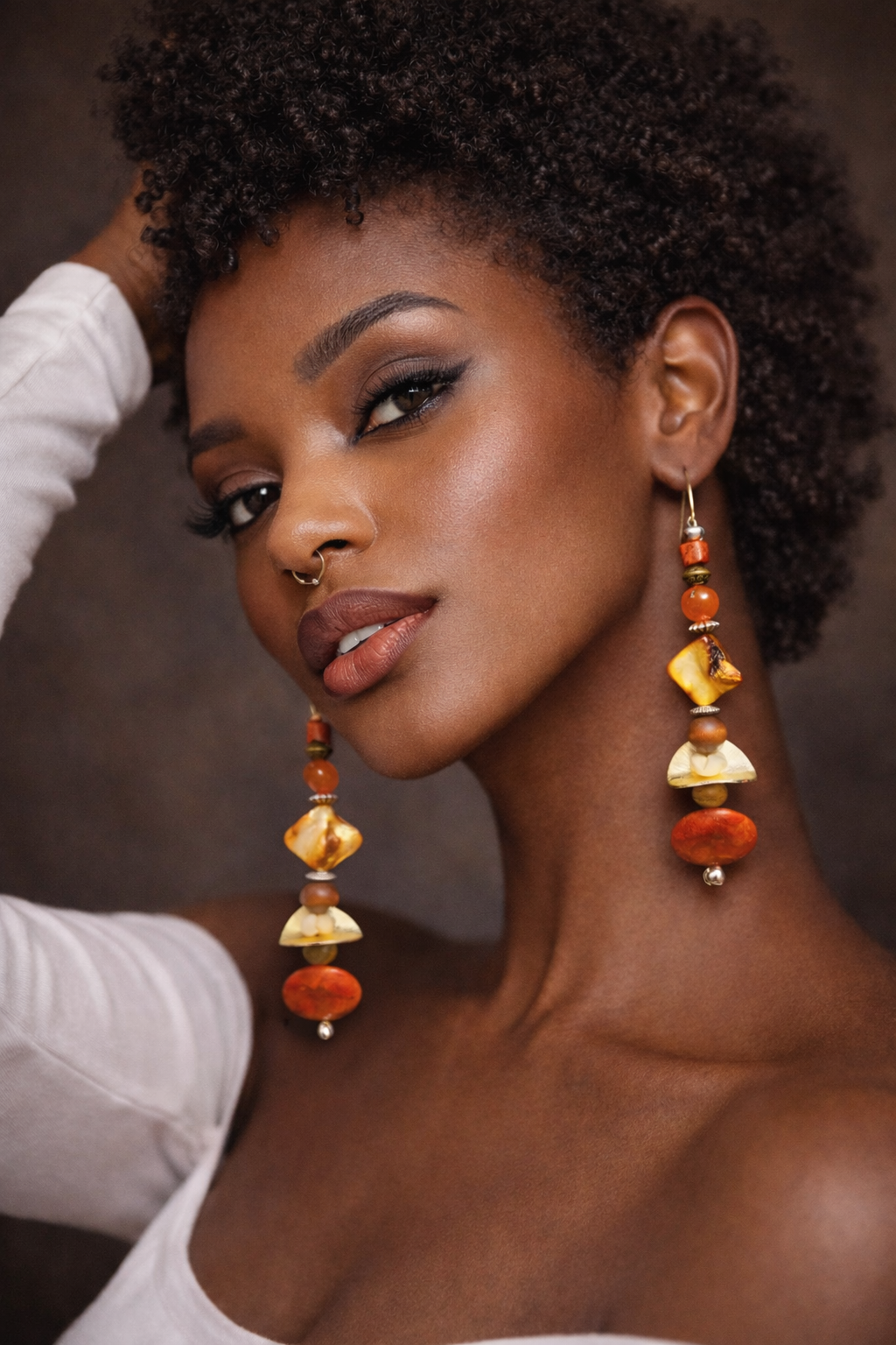 Orange and Bronze Autumn Shoulder Dusters   Extra Long Coral & Shel