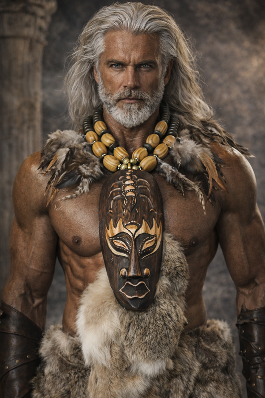 Indonesian Wood Mask Unisex EarthyTribal Chest Piece - Dramatic