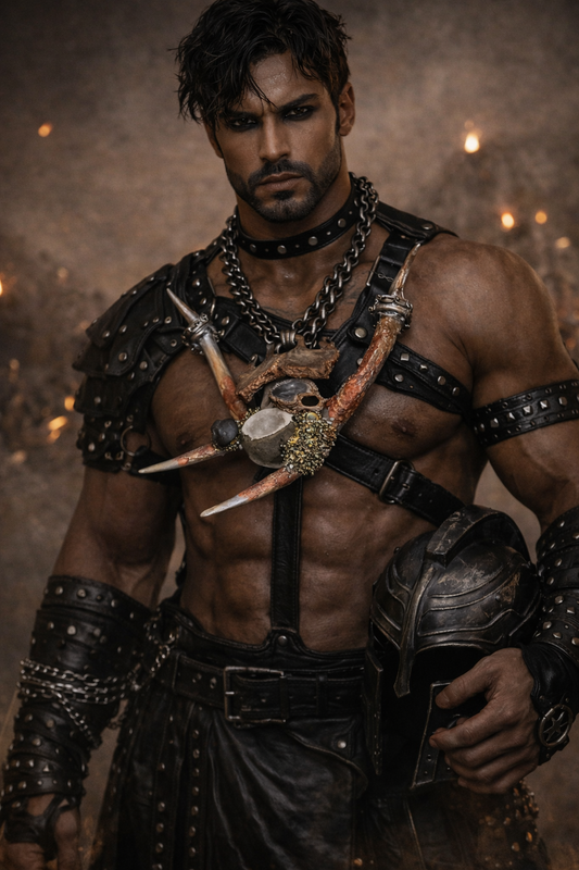 Luxury Necklace Bib Avant Garde Sculpted Antler Gemstone, Eccentric