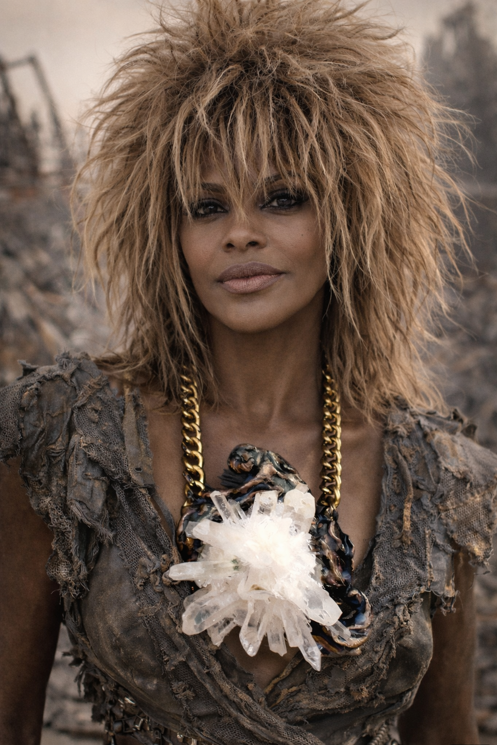 White Quartz Spiky Pendant - Sculpted Gemstone - Unisex