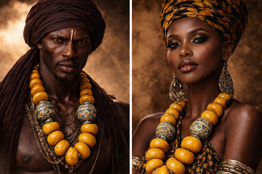 Oversized Moroccan Resin & Berber Egg Tribal Necklace