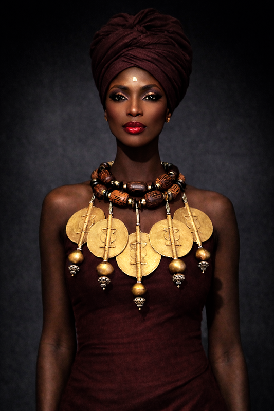 African Baule Brass Sun Disk Necklace - Exquisite Jewelry