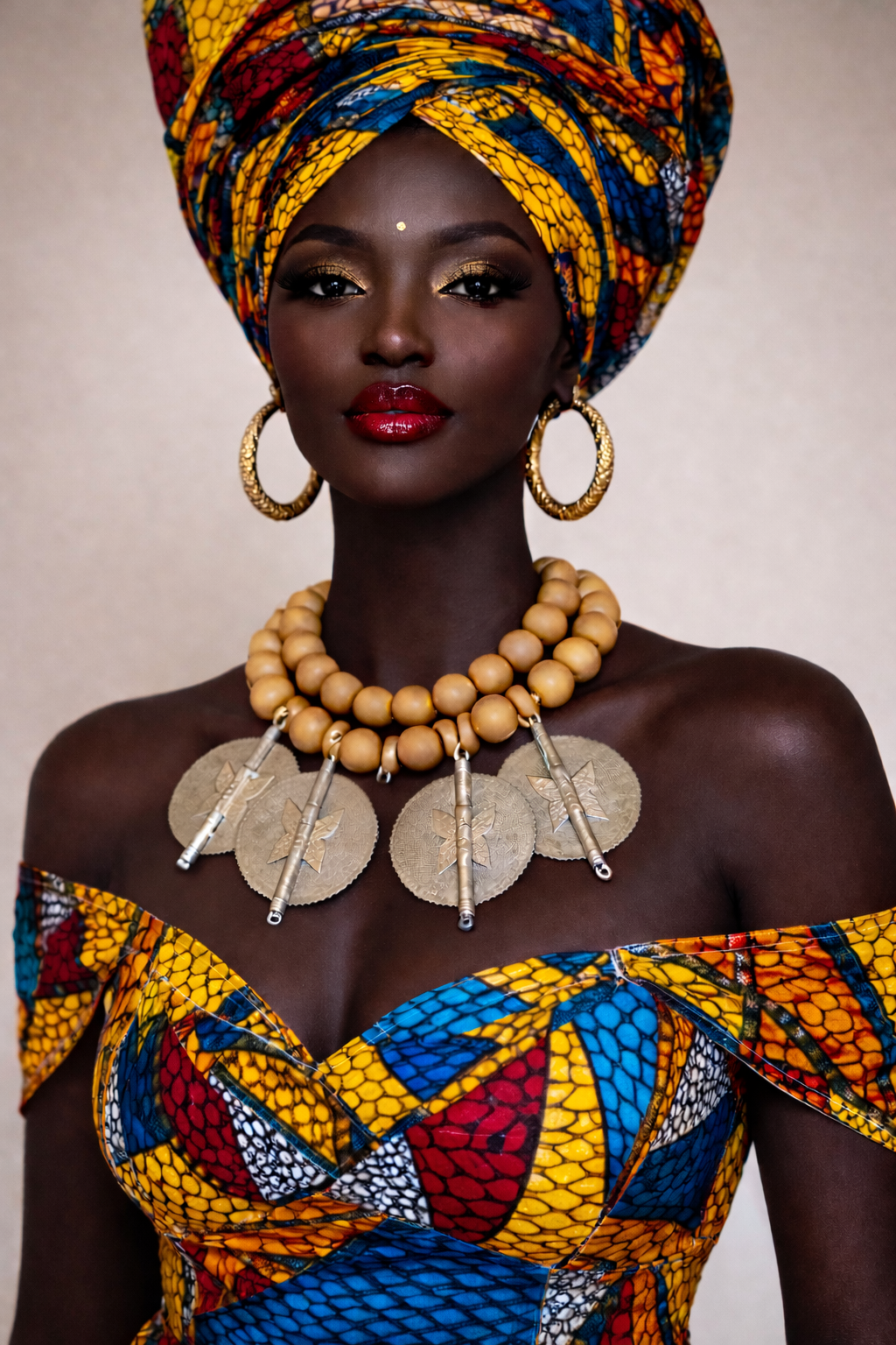 African Sun Disk Pendant Tribal Statement Necklace - Ethnic Neck Candy