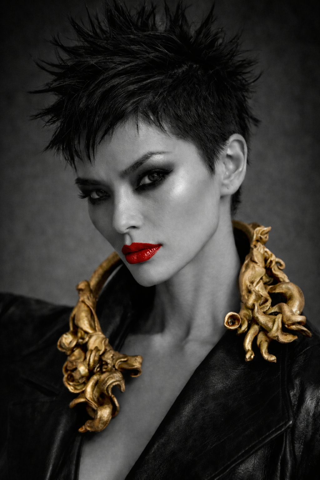 Metallic Gold Baroque Hand Sculpted Unisex Torc - Celebrity Stylists