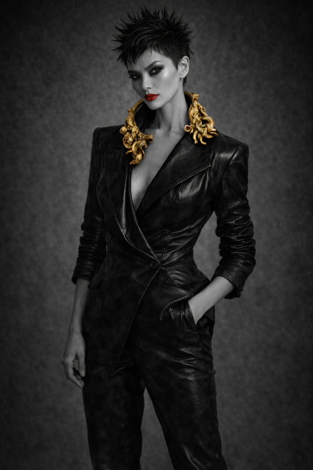 Metallic Gold Baroque Hand Sculpted Unisex Torc - Celebrity Stylists