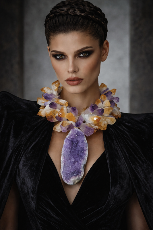 Amethyst & Citrine Geode Pendant — High End Couture