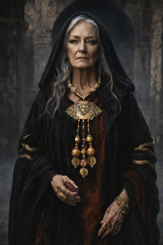 Art Nouveau Medussa Artisan Statement Gemstone Pendant   Mucha Like Wa