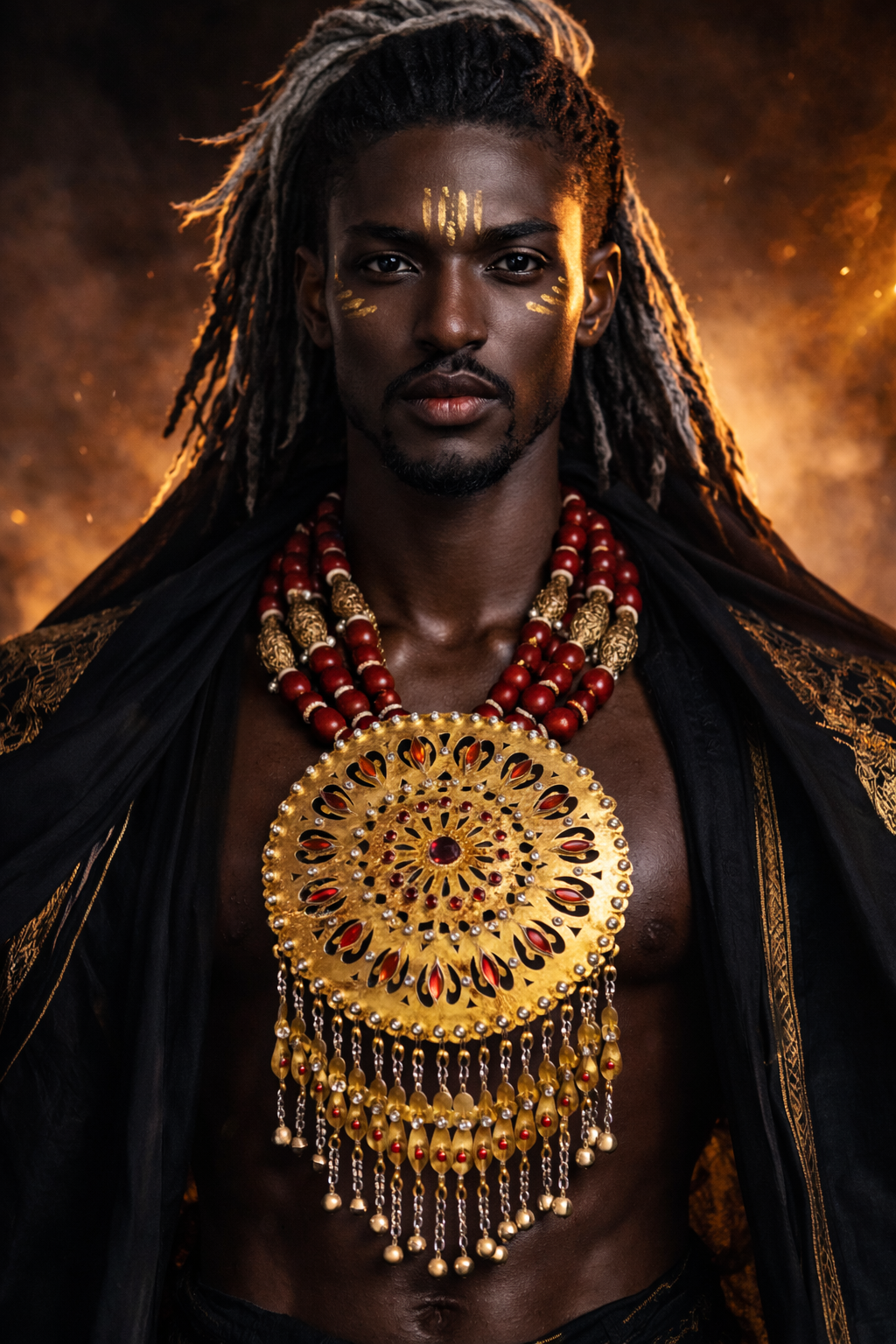 Massive Ethnic Inlaid Brass Breast Plate - High End Haute Couture Divas