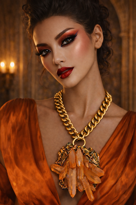 Rare Rough Red Moroccan Quartz Pendant - Luxury Artisan