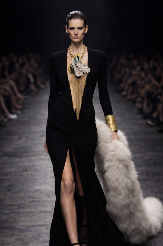 Exotic Zebra Jasper Slab & Rhinestone Chainmail Chest Piece - Couture