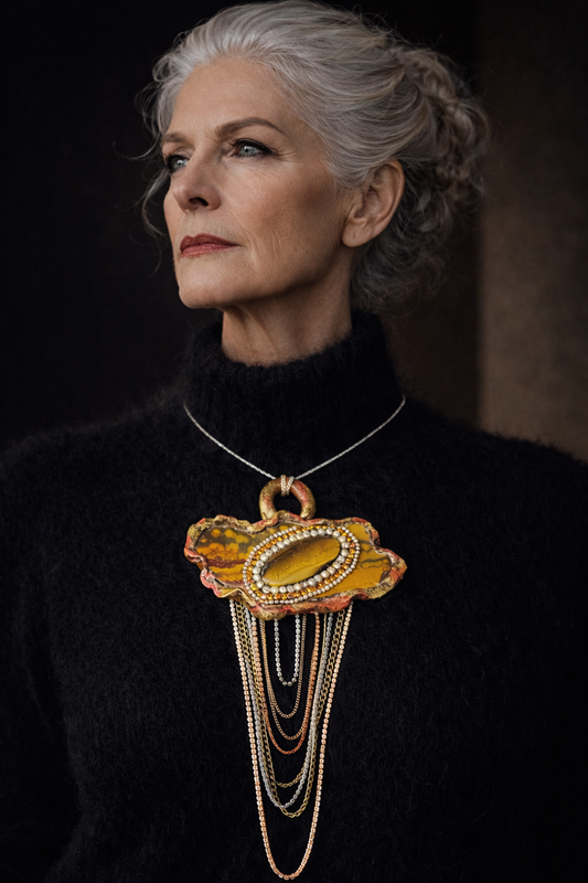 Bold Ocean Jasper & Tiger's Eye Autumn Wardrobe Chest Piece