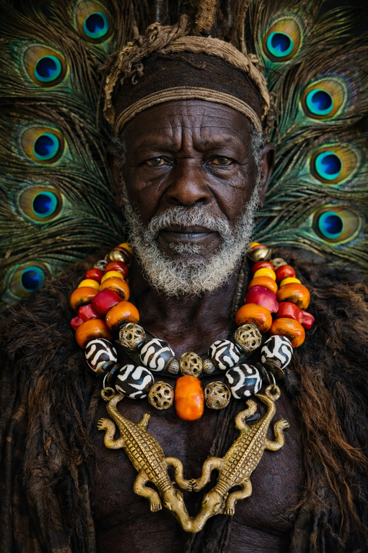 African Crocodile Pendant Necklace – Tribal Beads & Coral Fire