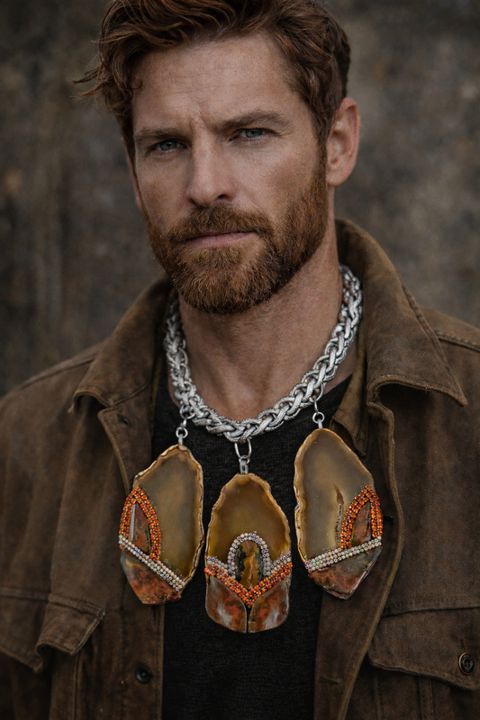Agate & Jasper Trio - Unisex Gemstone Statement Collar