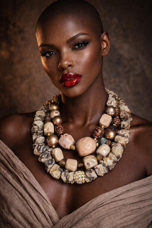 Coral & Septarian Gemstones - Earthy Couture Necklace