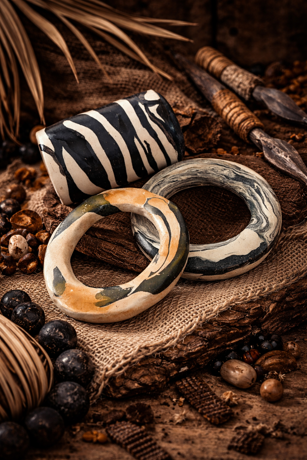 Sculptural Tribal Inspired Couture Bangle Stack - Homage Iris Apfel