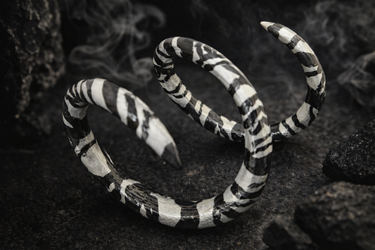 Silver & Black Snake Cuff Large Size - African Inspired Wrist Coil