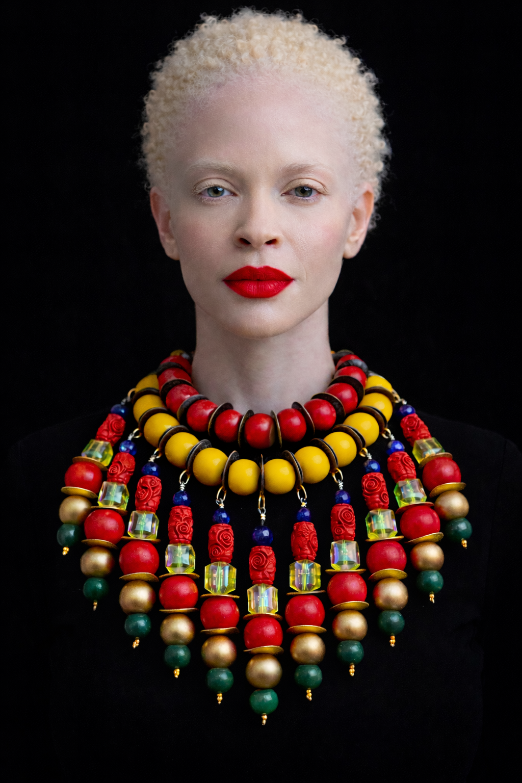 Tribal Beaded Dangle Chest Piece - Dramatic Haute Couture