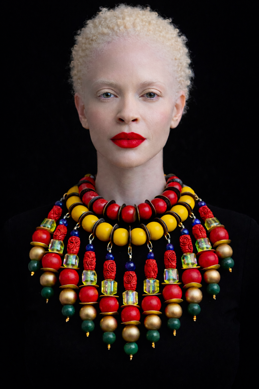 Tribal Beaded Dangle Chest Piece - Dramatic Haute Couture