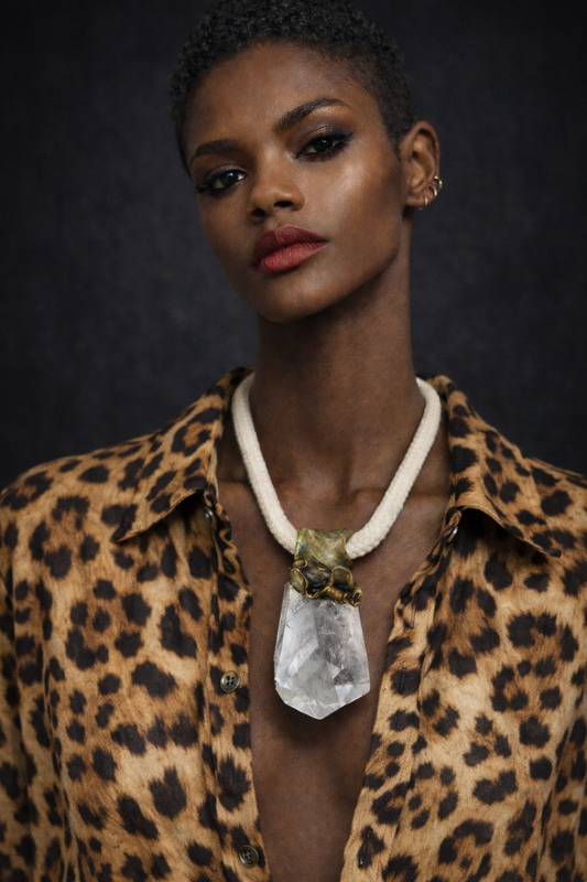 Faceted Phantom Quartz Pendant - Bold Icy Unisex Statement