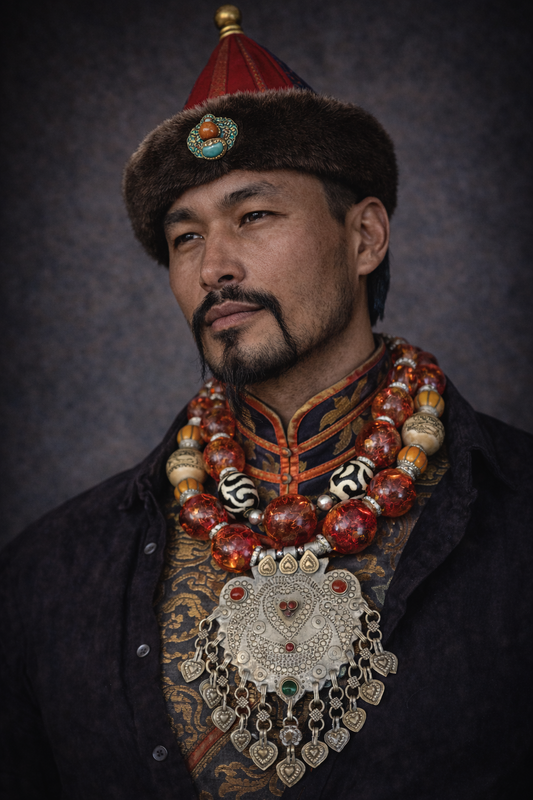 Tibetan Amber Necklace - Luxury Tribal Statement Piece