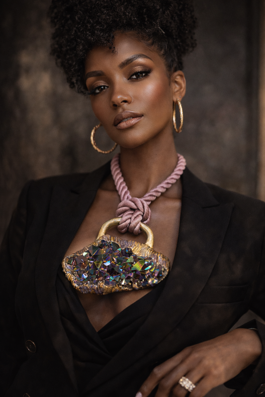 Titanium Quartz Pendant - Luxury Boho Couture Flashy Amulet