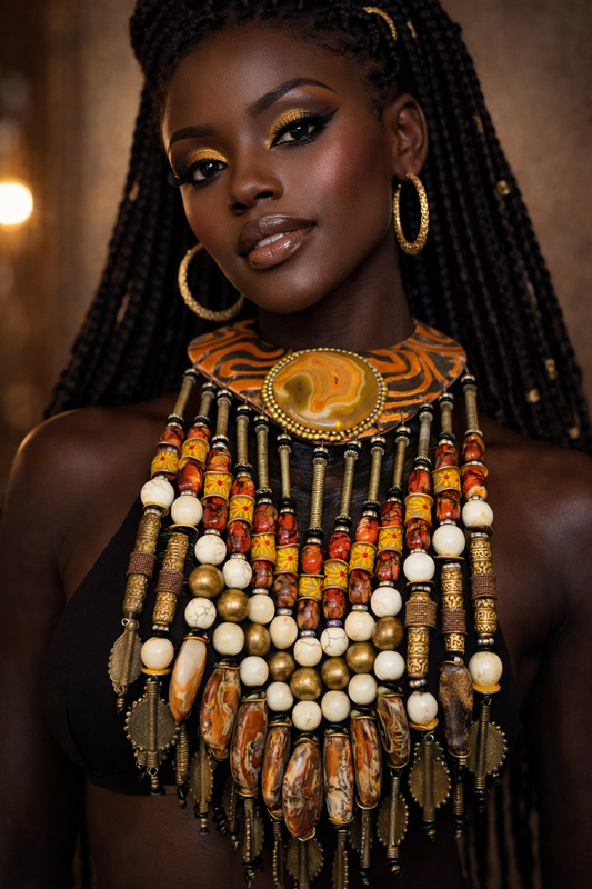 Beaded Waterfall Copper Torc Chest Piece - Celebrity Stylist