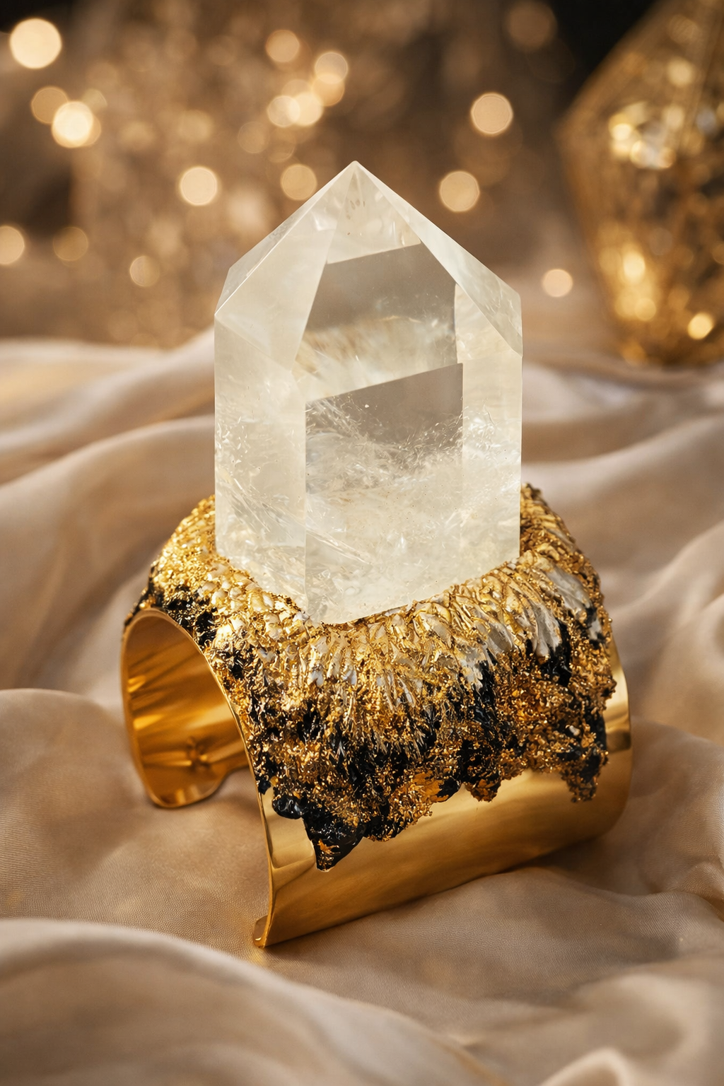 Phantom Quartz Point Brass Cuff - Met Gala Showstopper