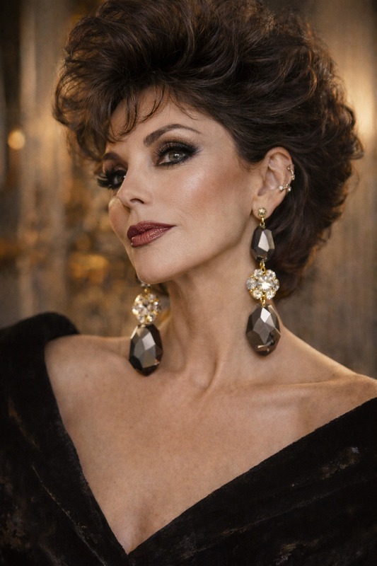 Bold & Chunky Bronze Faceted Glass and Rhinestone Ball Pierced Earr