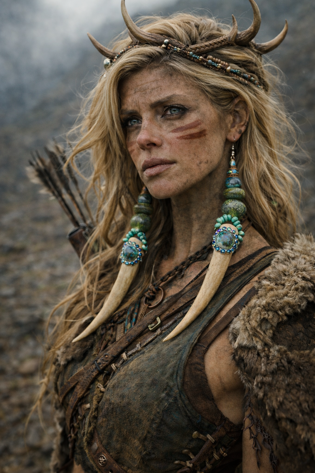 Avant Garde Turquoise & Antler Horn Shoulder Dusters - Wild