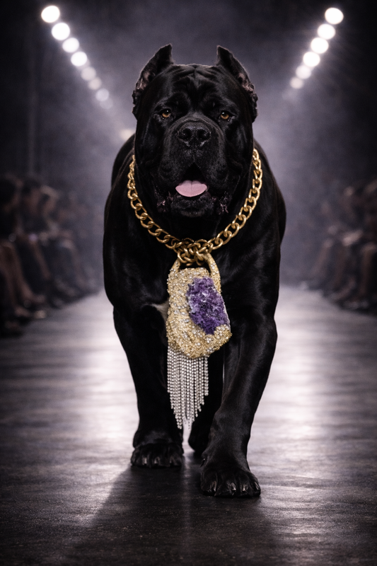 Rough Amethyst Rhinestone Encrusted Sculpted Pendant