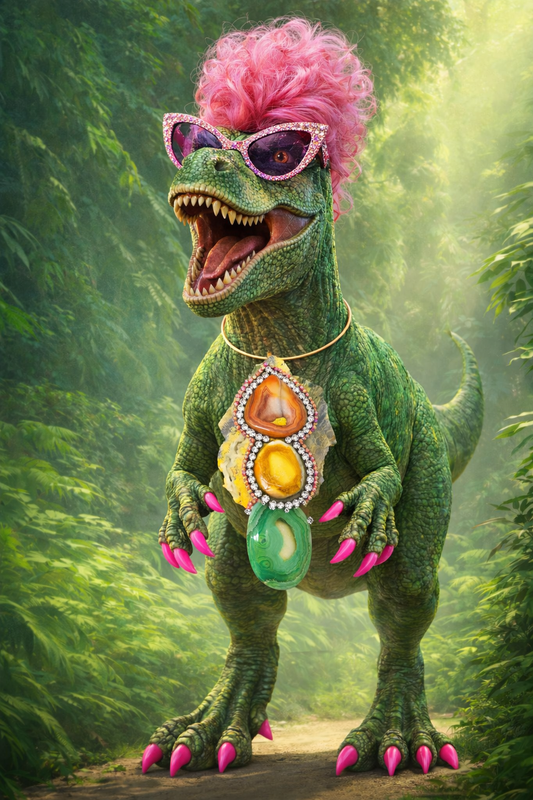 Bumble Bee Jasper Slab & Druzy Agate Statement Pendant