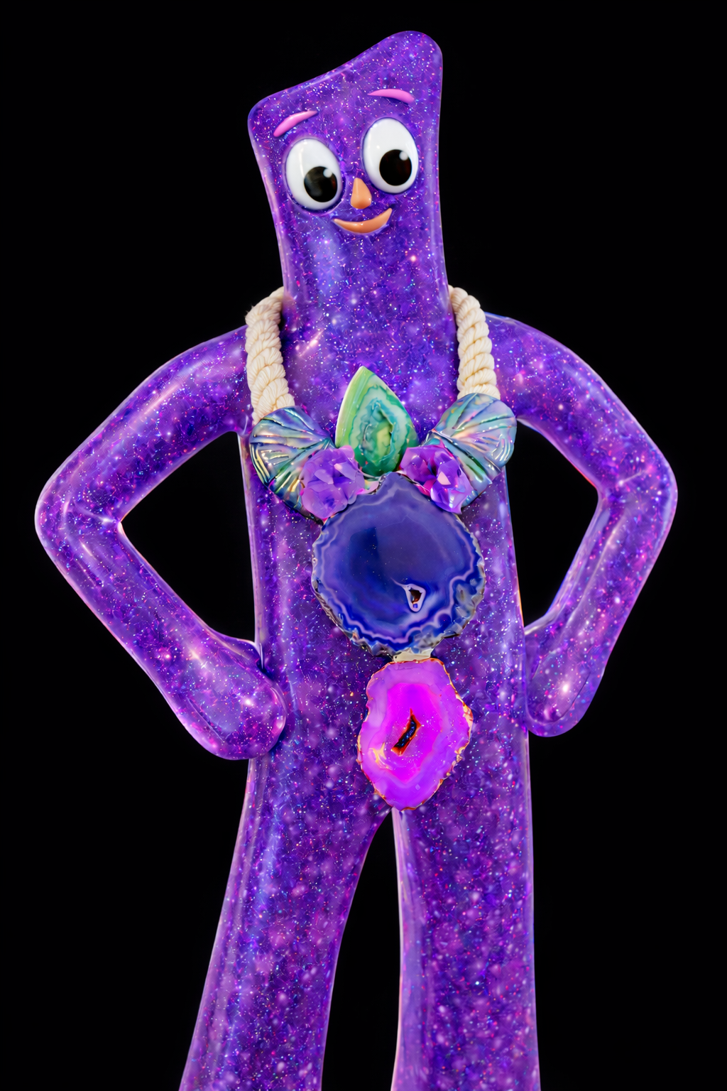 Druzy Agate Gemstone Totem Rope Pendant - Unisex Designed